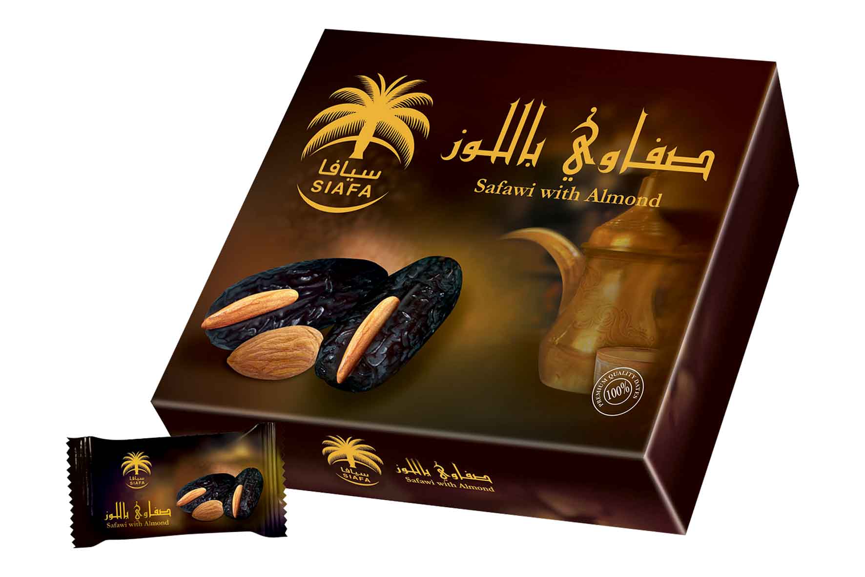 Wonder dates. Финики Сафави. Dates with Almond. Safawi ALMADINAH with Almond. Аджва в коробке Сиафа.