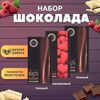 Набор шоколада, 3 плитки по 100 гр: (Темный + Малиновый + Темный), ручной работы. B.O.G