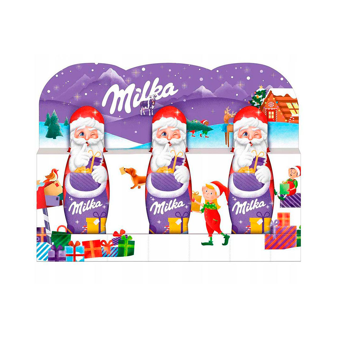 Молочный шоколад Милка Xmas Santa 45г шоколадные фигурки (3х15г) шоколадные фигурки, Milka