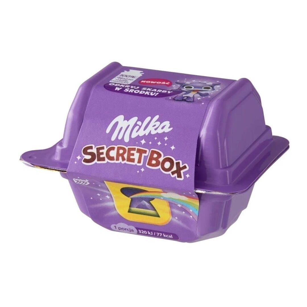 Шоколадные конфеты с игрушкой Milka Secret Box 14.4г, бокс Милка