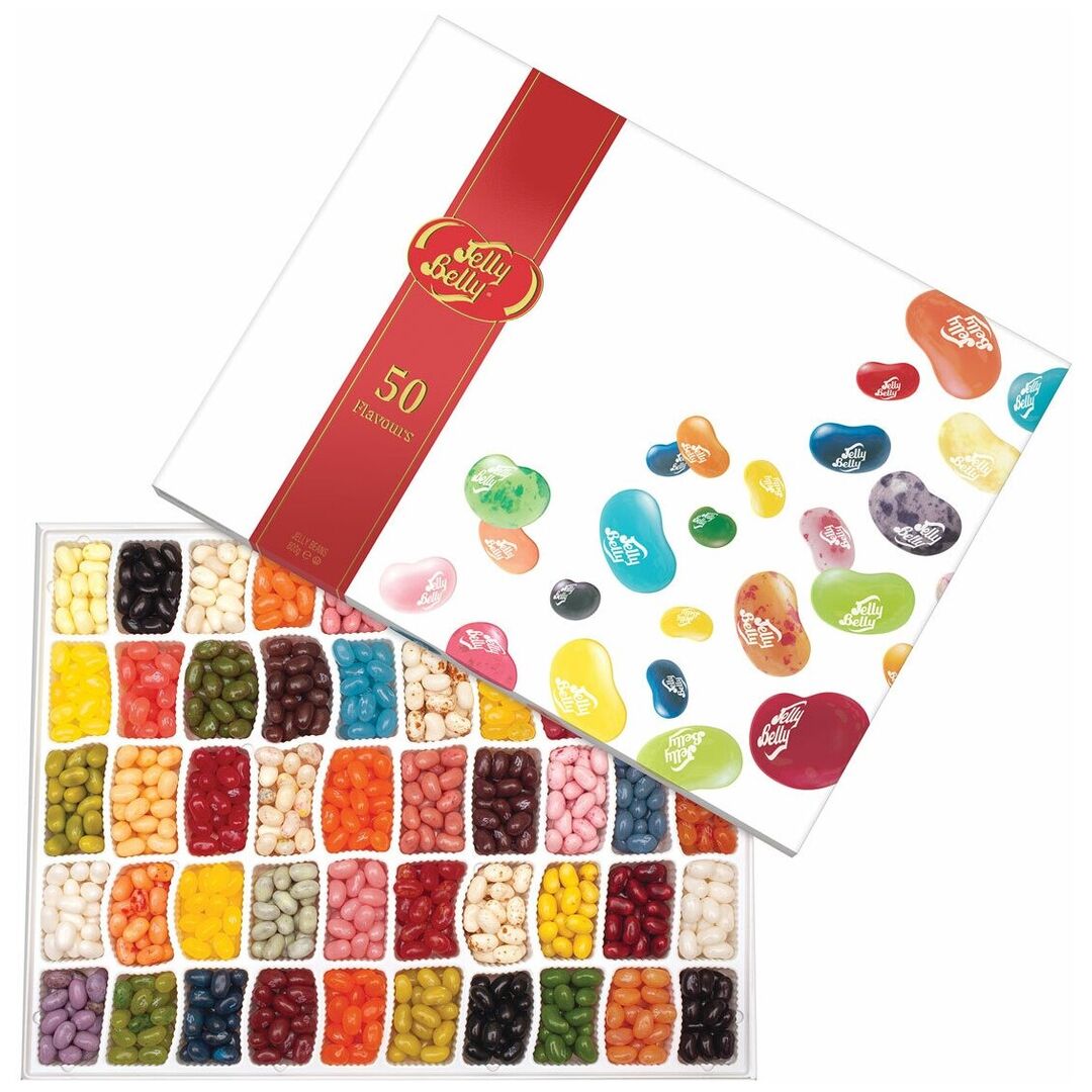 Драже жевательное "Jelly Belly" ассорти 50 вкусов 600 г подарочная коробка