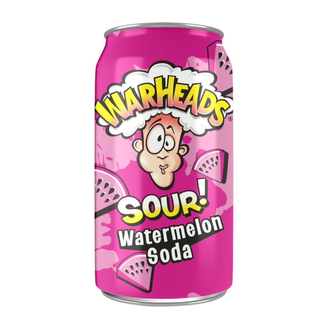 Газированный напиток Warheads Sour Watermelon Soda Кислый Арбуз 355мл, США
