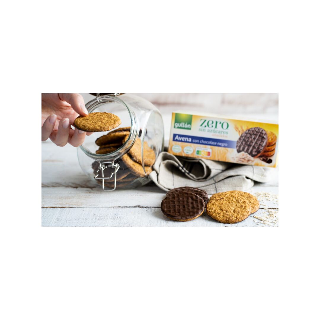 Овсяное печенье покрытое горьким шоколадом без сахара GULLON 275г, изображение 2