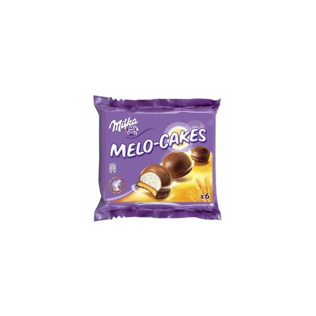 Milka (Милка) MELO-CAKES - Пшеничное печенье с шариком взбитого суфле политое молочным шоколадом 100 гр