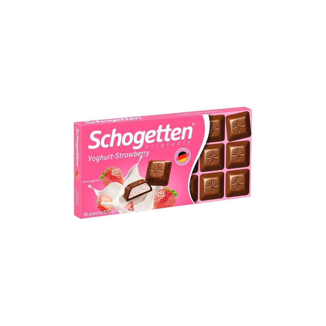 Молочный шоколад Schogetten (Шогеттен) Yoghurt Strawberry клубнично-йогуртовая начинка 100 гр