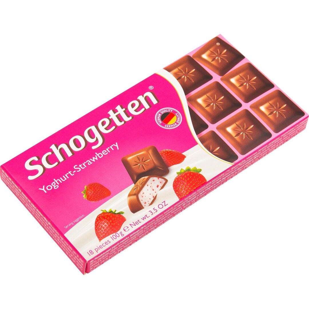 Молочный шоколад Schogetten (Шогеттен) Yoghurt Strawberry клубнично-йогуртовая начинка 100 гр, изображение 3