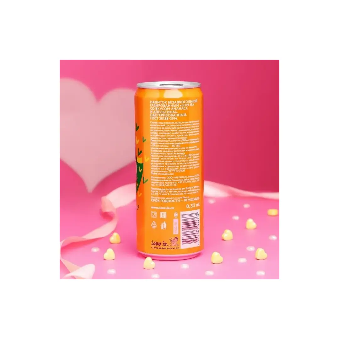 Газированный напиток Love is Ананас - Апельсин 330мл, Россия, изображение 3