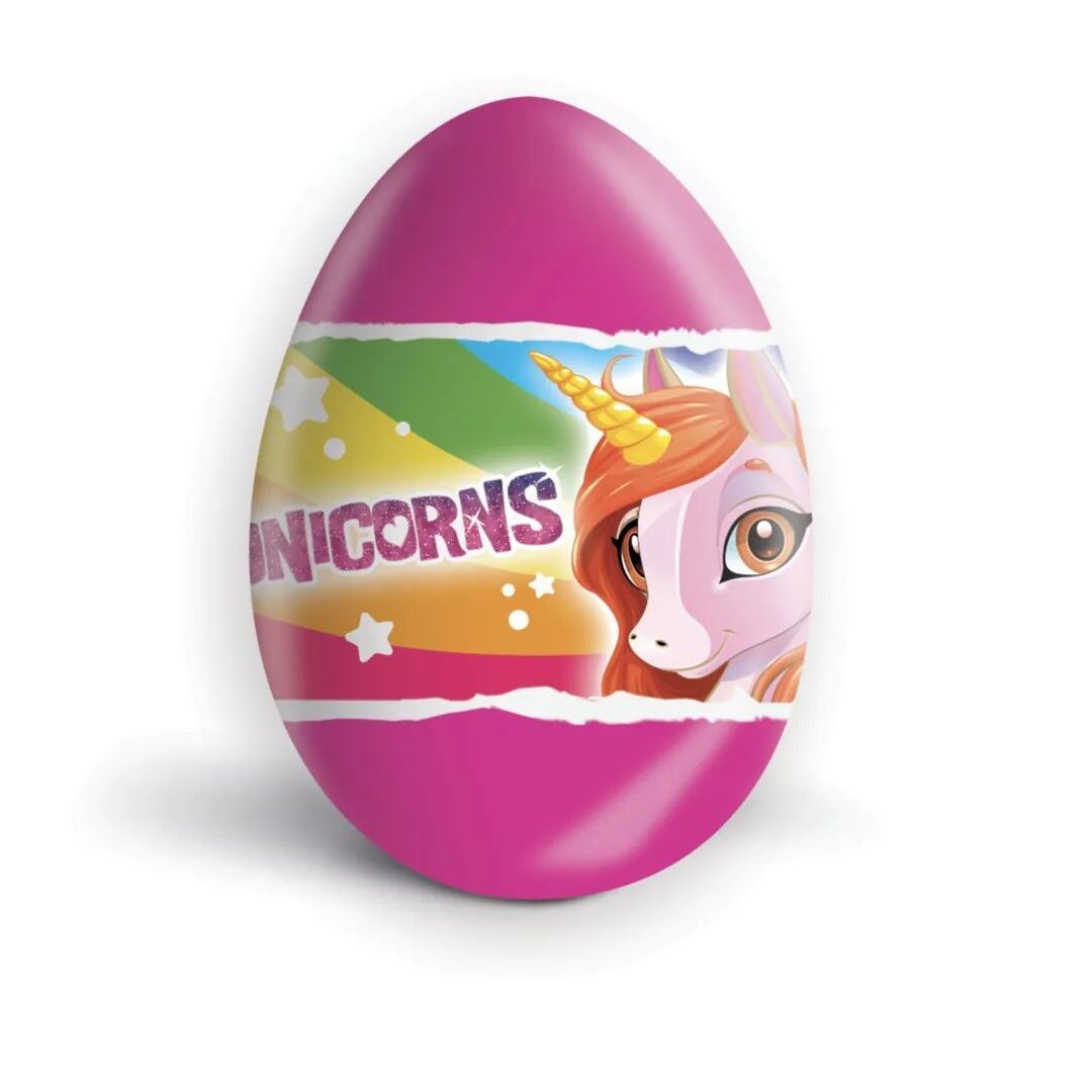 Шоколадное яйцо ZAINI "Единорожки" с сюрпризом (блок 24шт) БЕЗ ГЛЮТЕНА 20г*24штуки, изображение 2
