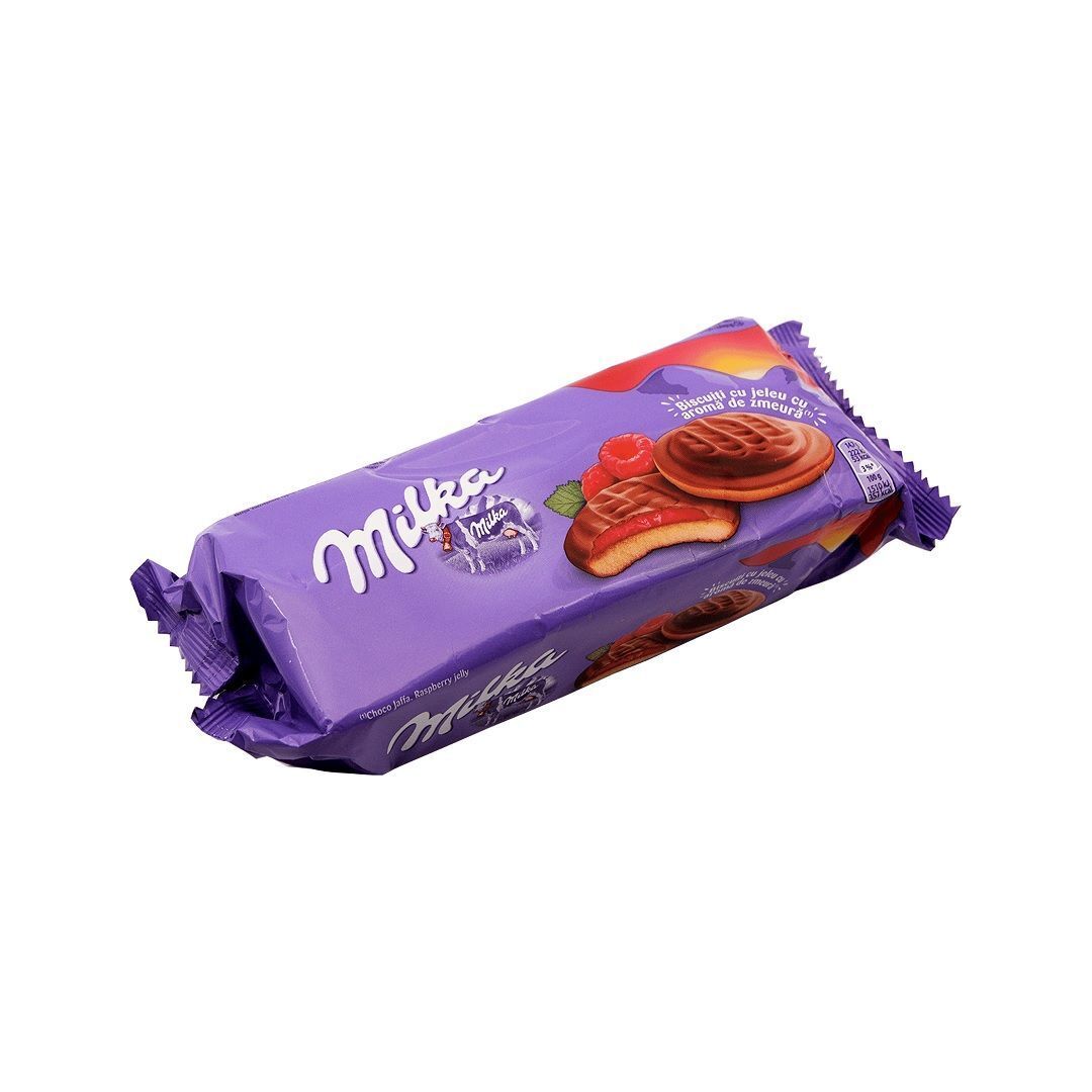 Печенье MILKA бисквитное с начинкой "Малиновое желе" покрытые молочным шоколадом 147г, изображение 2