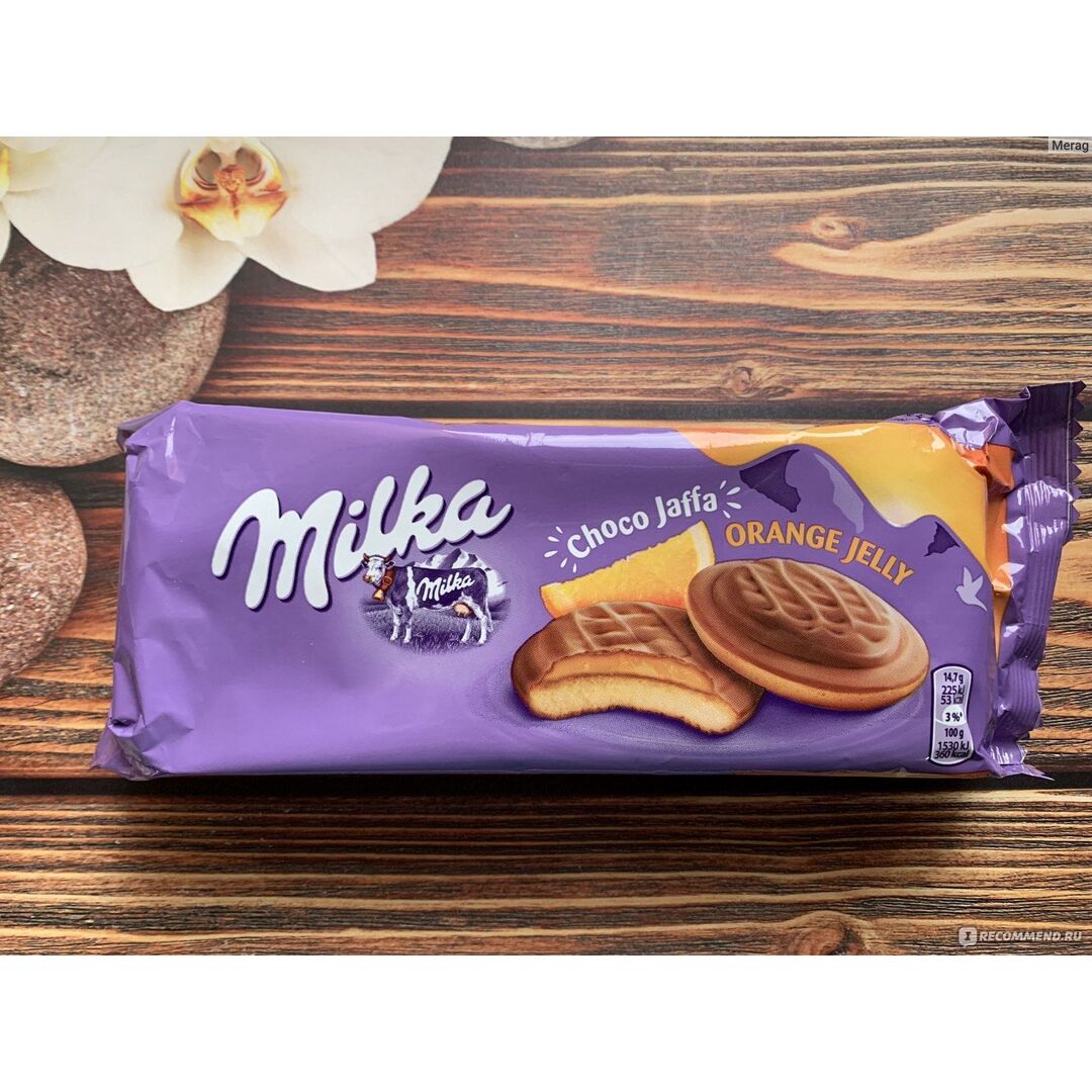 Печенье MILKA бисквитное с начинкой "Апельсиновое желе" покрытые молочным шоколадом 147г, изображение 2