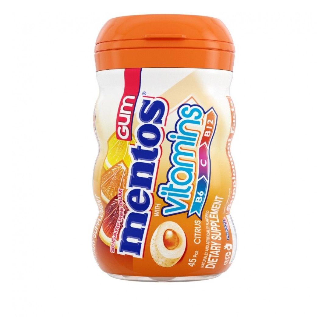 Жевательная резинка в банке Mentos Vitamin Gum Citrus Ментос Витамин Цитрус 50г