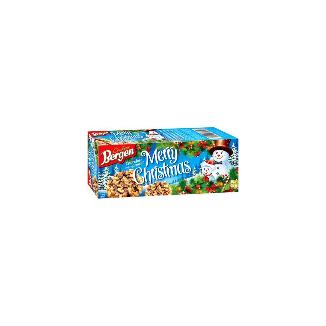 Печенье BERGEN "ORIGINAL COOKIES" с арахисом, декорированное темным шоколадом 150г