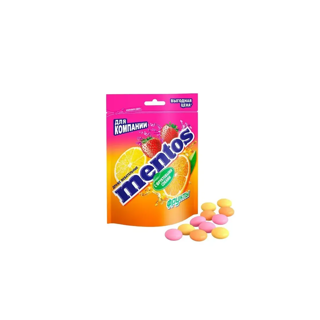 Жевательные конфеты Mentos Fruit Ментос фрукты 135г, Нидерланды, изображение 2