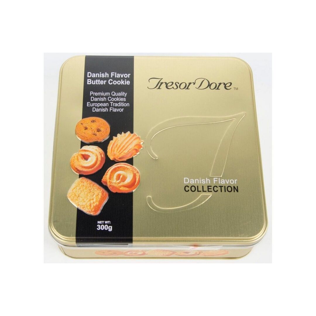 Печенье TRESOR DORE ассорти с шоколадом на сливочном масле, золотая 300г
