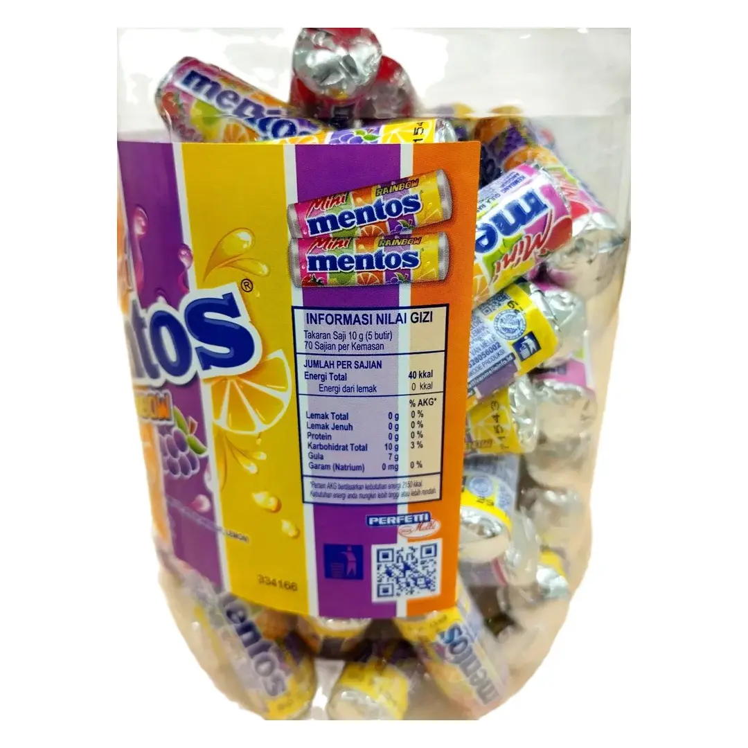 Жевательные конфеты Mentos Roll Mini Rainbow 700г, Индонезия, изображение 3