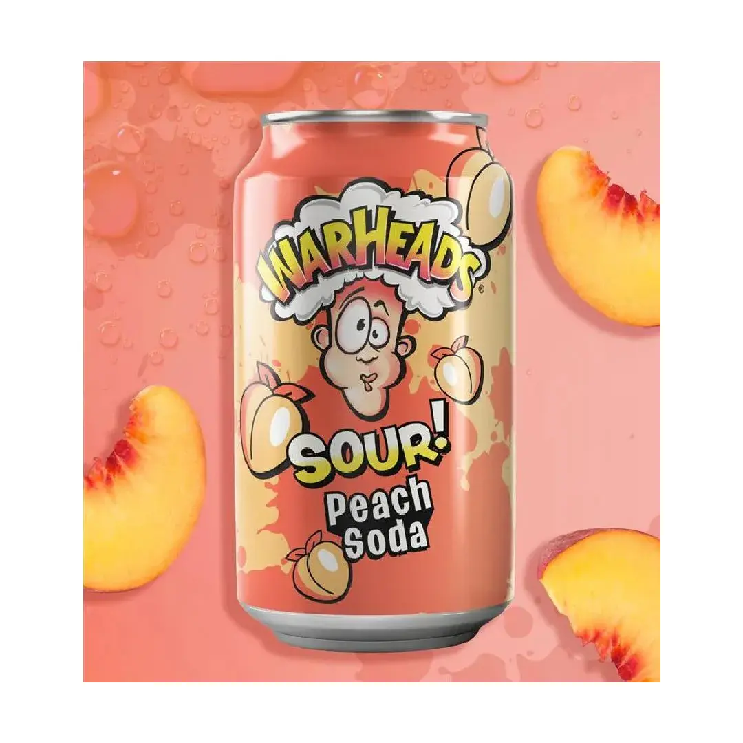 Газированный напиток Warheads Sour Peach Soda Кислый Персик 355мл, США, изображение 2