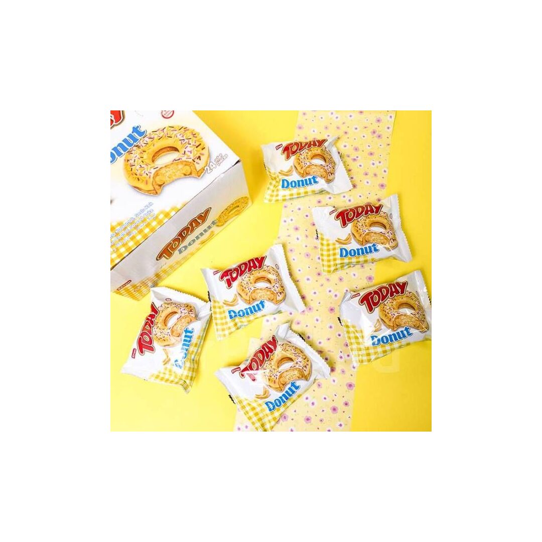Пончик TODAY Donut Banana с банановой начинкой 40г*24штуки