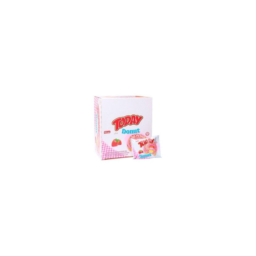Пончик TODAY Donut Strawberry с клубничной начинкой 40г*24штуки