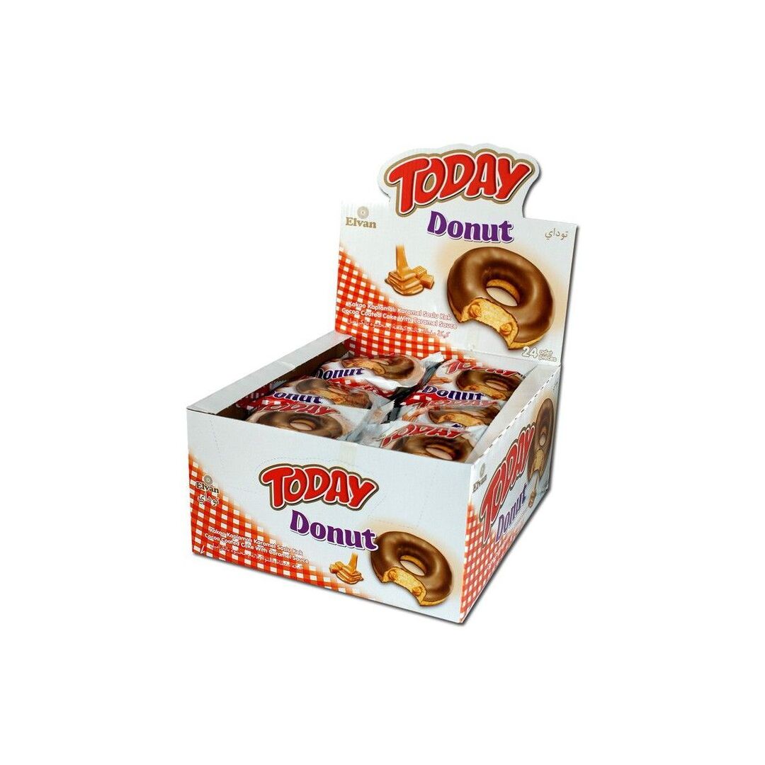 Пончик TODAY Donut Caramel шоколадный с карамельной начинкой 40г*24штуки, изображение 2