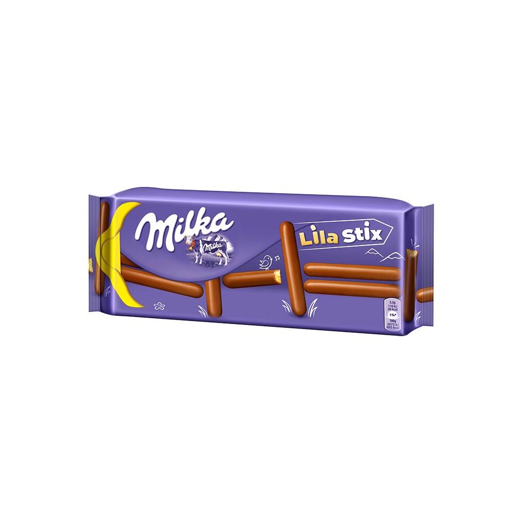 Бисквитные палочки Milka Lila Stix 112 гр, изображение 2