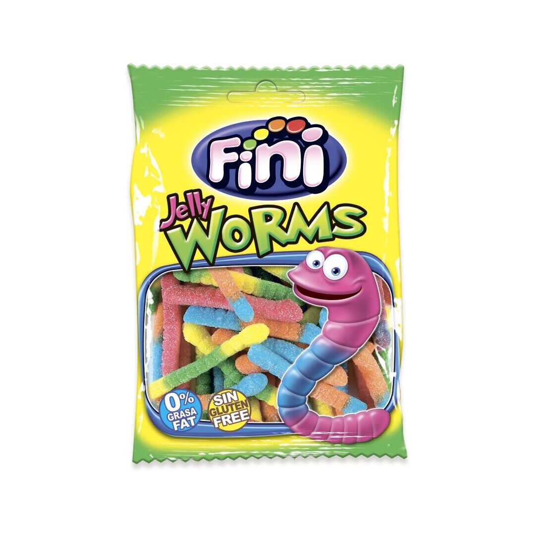 Жевательный мармелад Fini Jelly Worms червячки в сахаре Тутти Фрутти 90 г, Испания