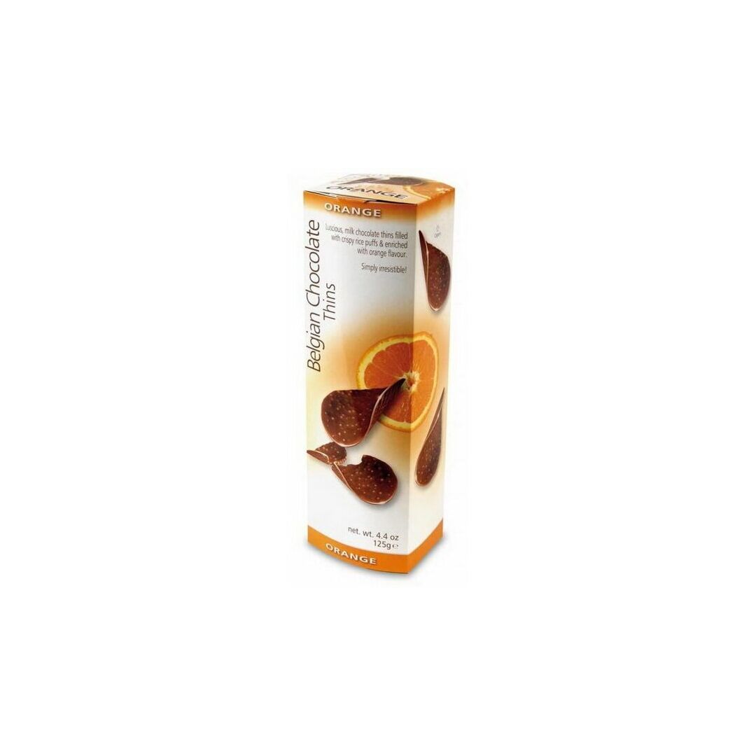 Шоколадные чипсы Belgian Chocolate Thins Orange с апельсином 80г, Бельгия, изображение 3