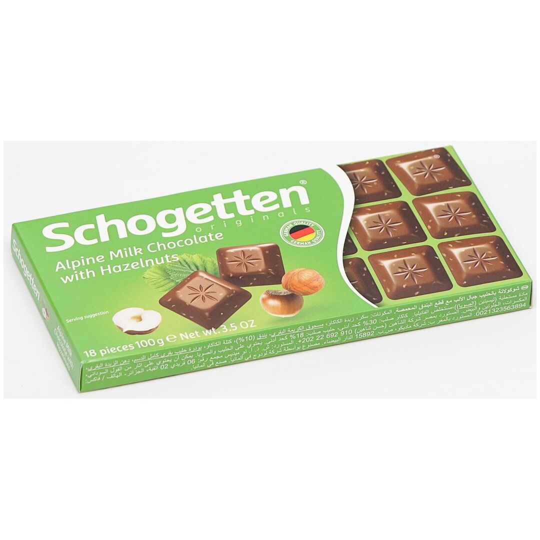 Молочный шоколад Schogetten (Шогеттен) Alpene Milk with Hazelnut с фундуком 100 гр, изображение 2