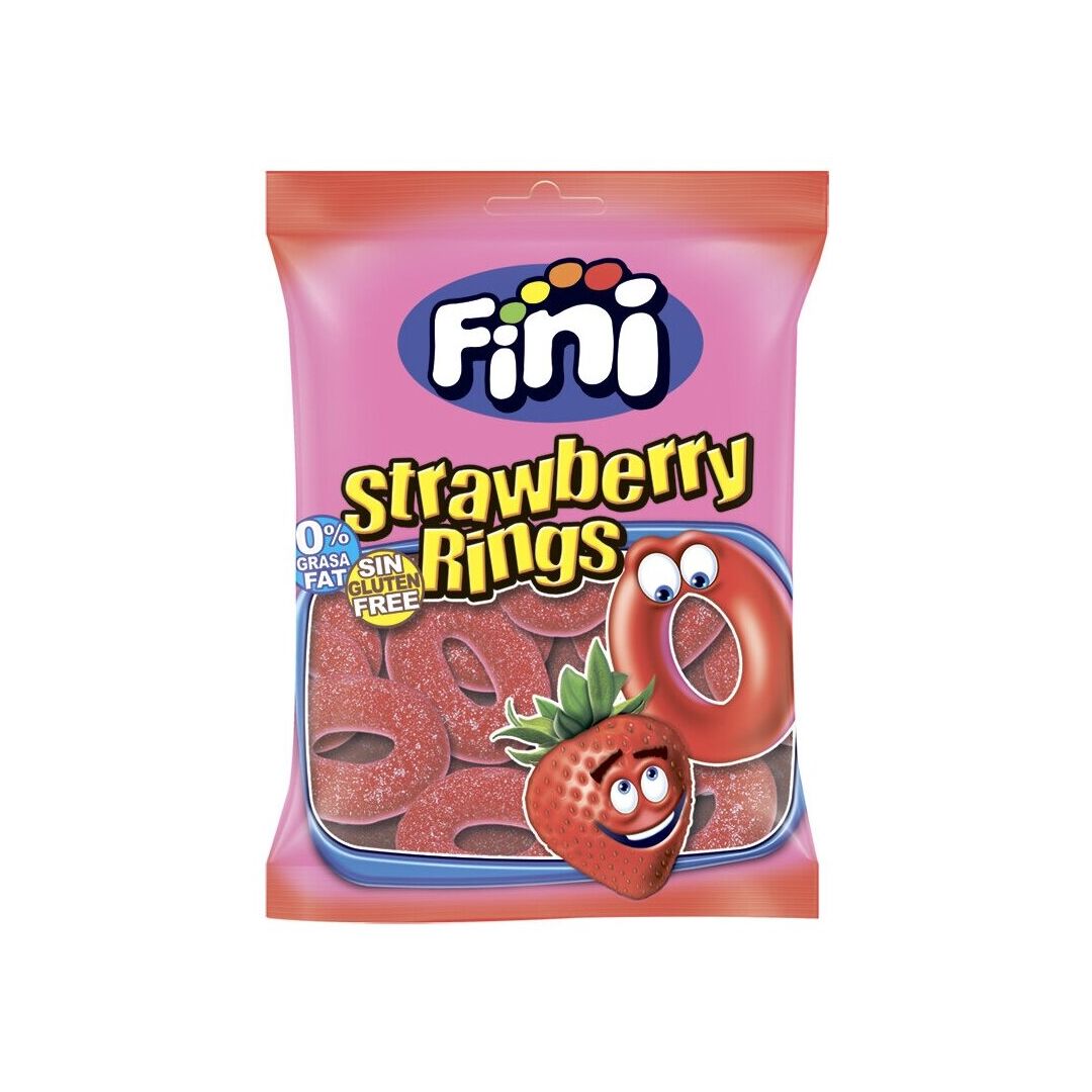 Жевательный мармелад FINI Strawberry rings клубничные кольца 100г, Испания