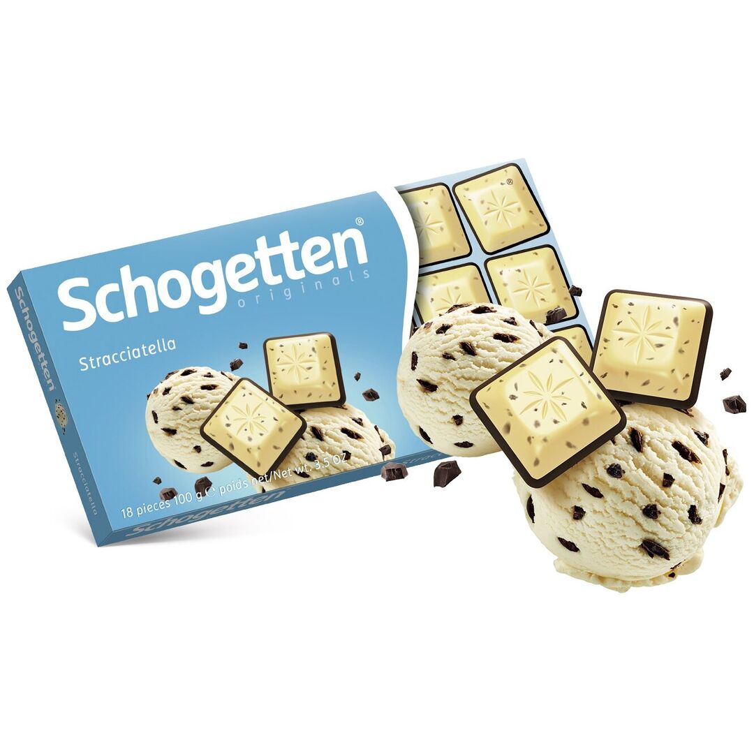 Белый шоколад Schogetten (Шогеттен) Stracciatella с какао крупой горького шоколада 100 гр, изображение 3