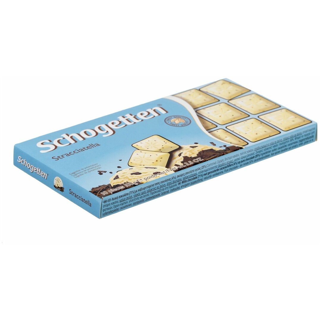 Белый шоколад Schogetten (Шогеттен) Stracciatella с какао крупой горького шоколада 100 гр, изображение 4