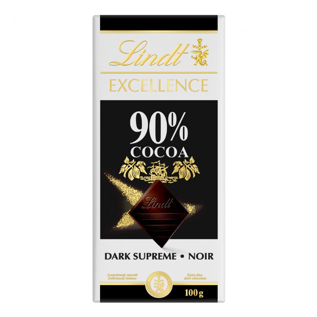 Шоколад LINDT EXCELLENCE Горький 90% Какао 100г 3штуки, изображение 3