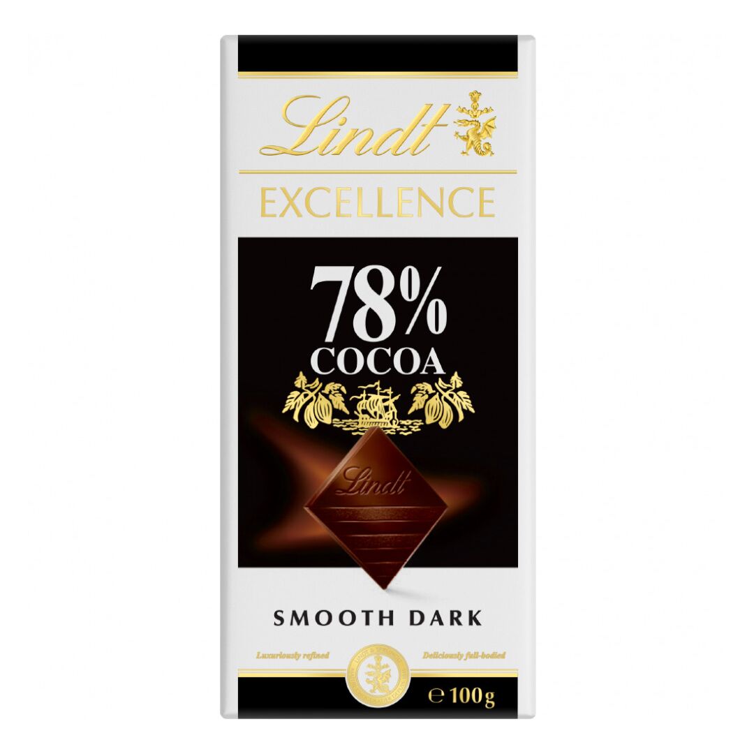 Шоколад LINDT EXCELLENCE Горький 78% Какао 100г 3штуки, изображение 3