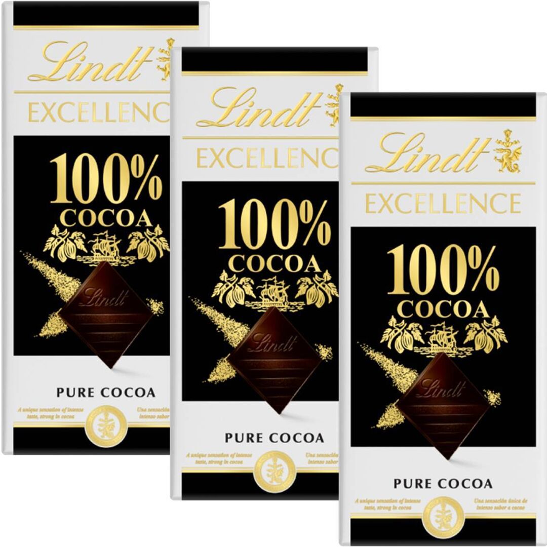 Шоколад LINDT EXCELLENCE Горький 100% Какао 50г 3штуки