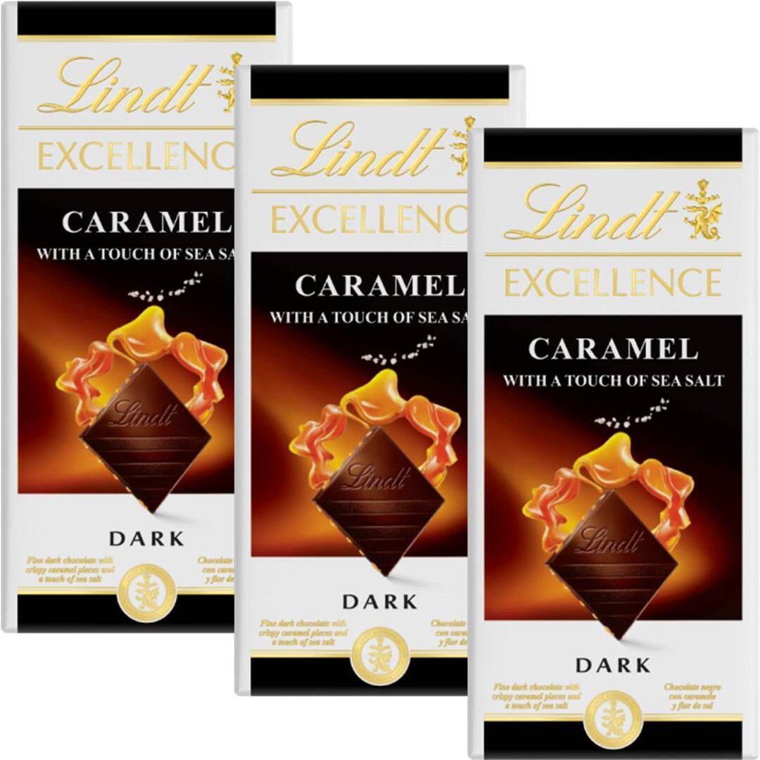 Шоколад LINDT EXCELLENCE Темный Карамель с Морской Солью 100г 3штуки