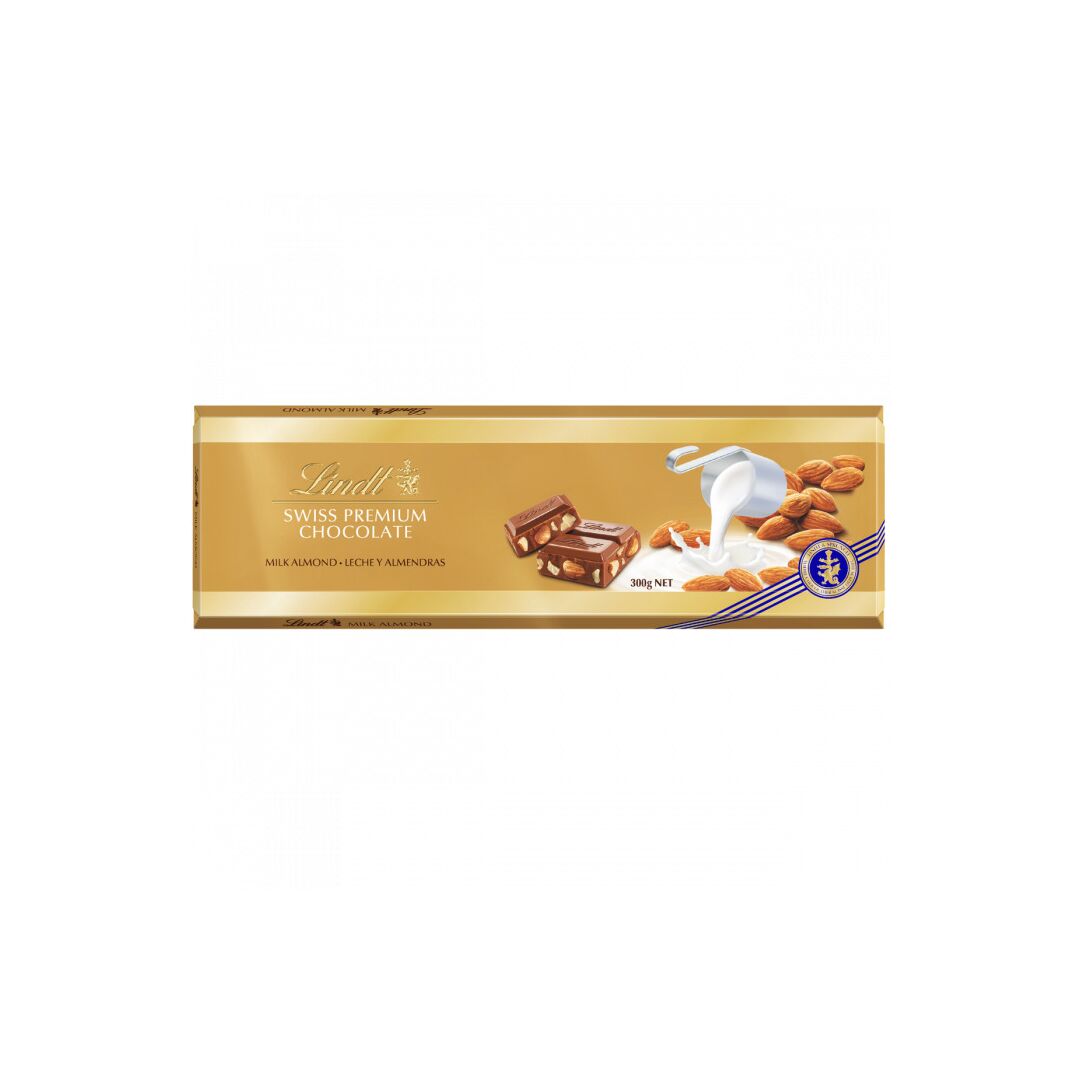Шоколад LINDT GOLD Молочный с Цельным Миндалем 300г (Франция)
