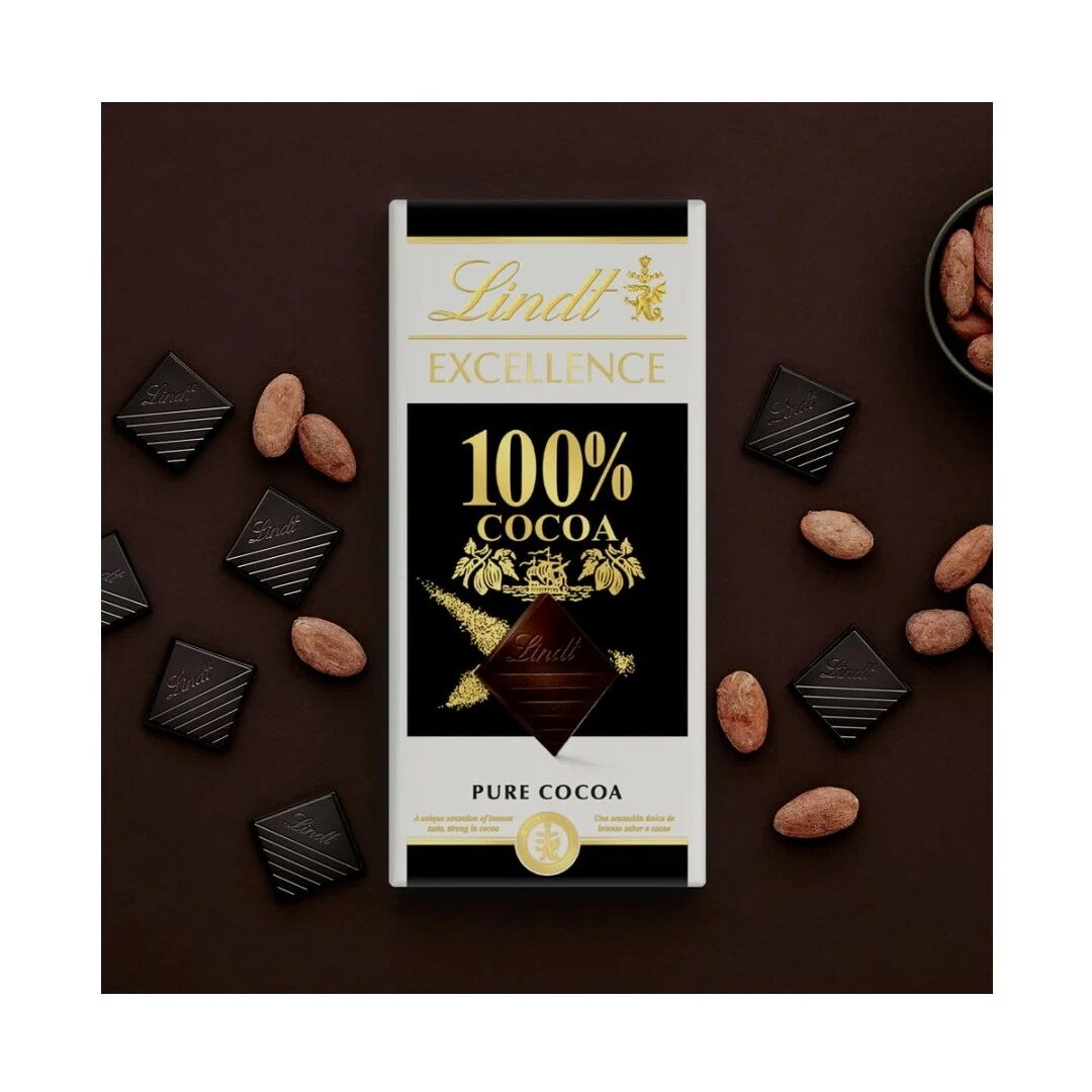 Шоколад LINDT EXCELLENCE Горький 100% Какао 50г 3штуки, изображение 2