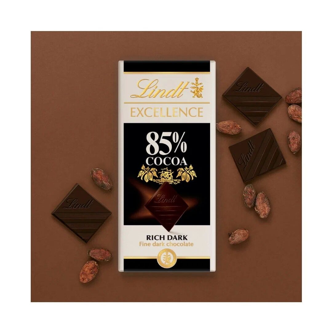 Шоколад LINDT EXCELLENCE Горький 85% Какао (Франция) 100г 3штуки, изображение 2