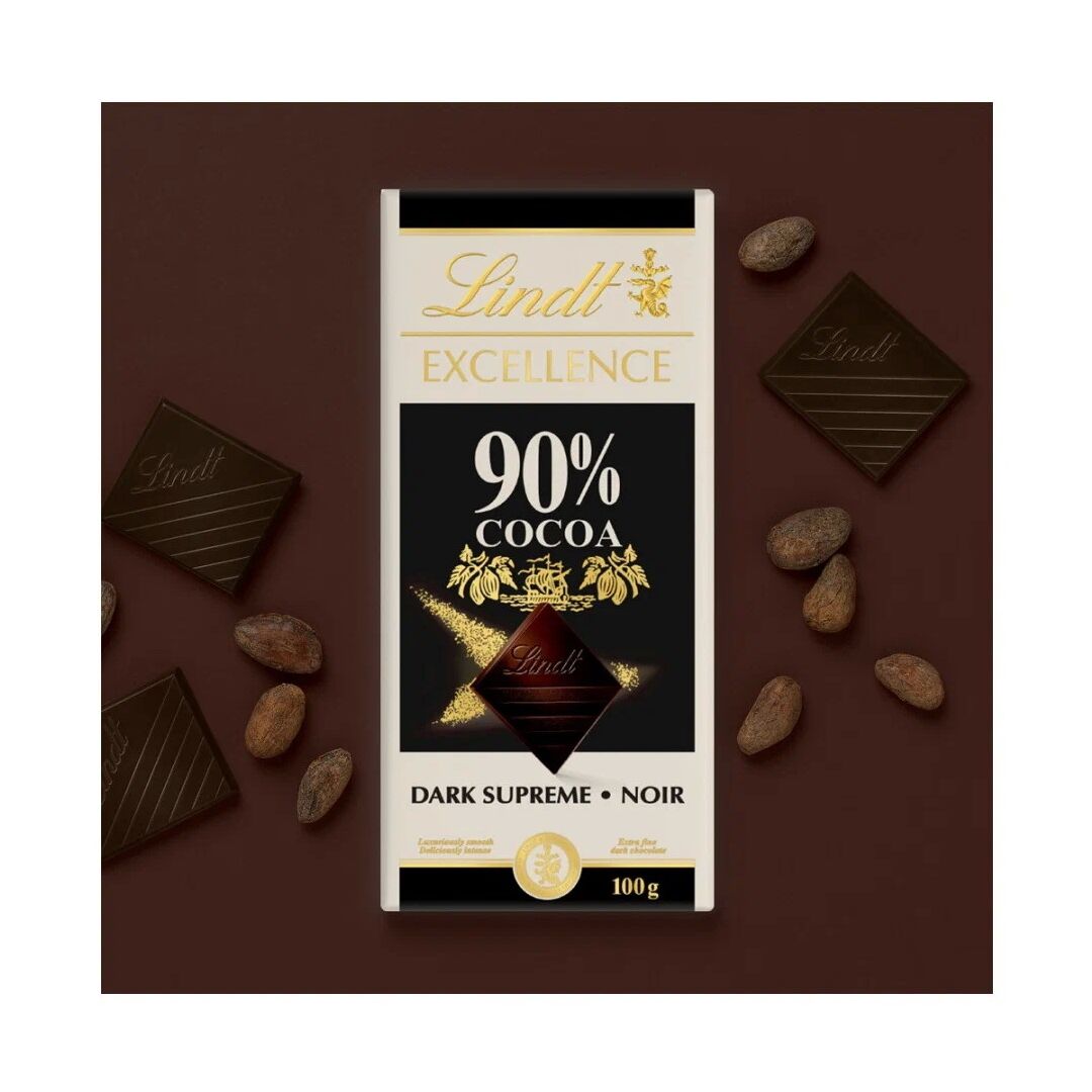 Шоколад LINDT EXCELLENCE Горький 90% Какао 100г 3штуки, изображение 2