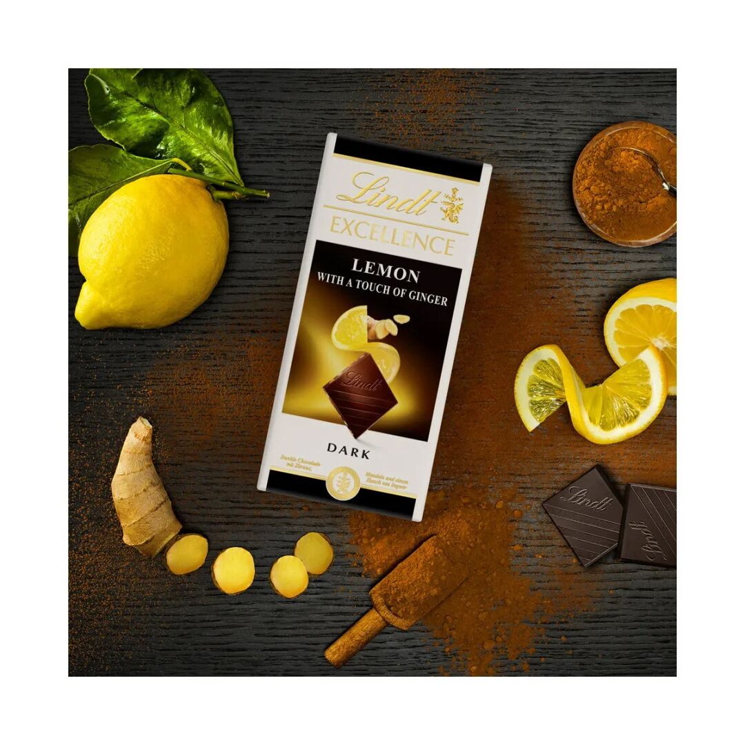 Шоколад LINDT EXCELLENCE Темный Лимон с Имбирем 100г 3штуки, изображение 2