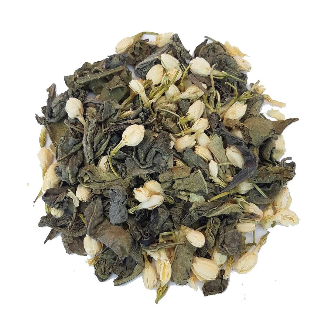 Краснодарский чай Ручной сбор 100гр зеленый крупнолистовой с бутонами Жасмина, изображение 3