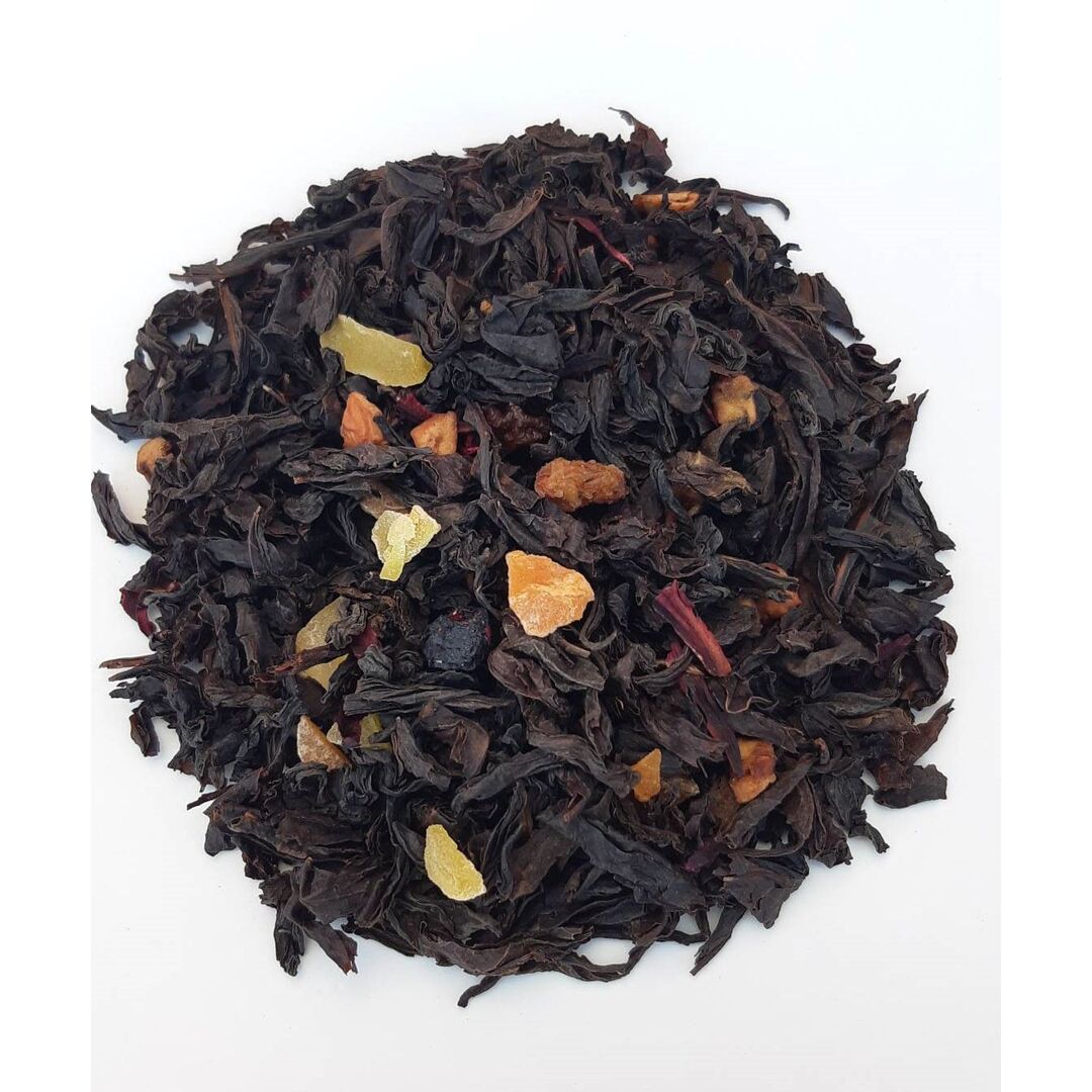 Краснодарский чай Ручной сбор 100гр черный крупнолистовой с кусочками натуральных лесных ягод, изображение 3