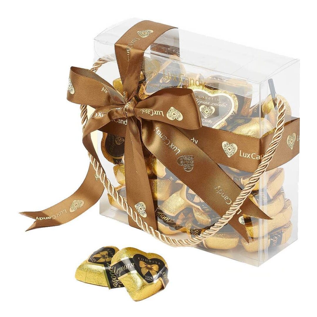 Конфеты LUX CANDY "Черная любовь" темный шоколад с начинкой пралине фундук 430г