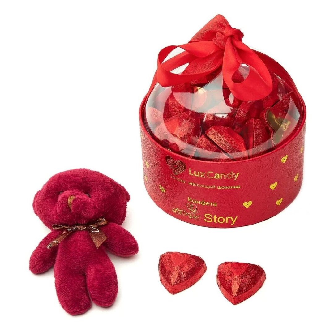 Конфеты LUX CANDY "Love Story" темный шоколад (с мишкой) 200г.