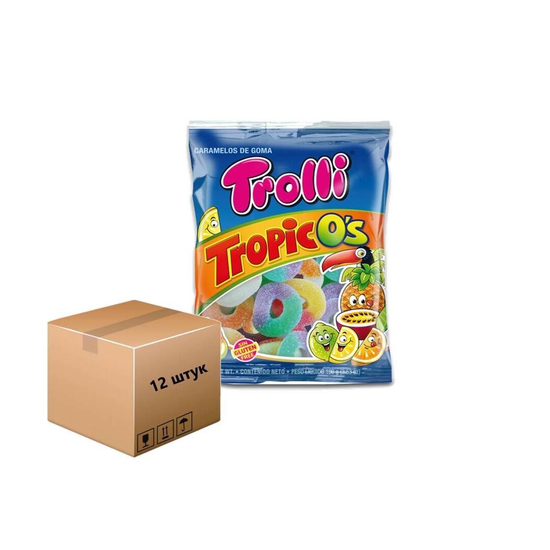 Мармелад TROLLI TROPIC O'S Тропические Колечки БЕЗ ГЛЮТЕНА 100г*12штук