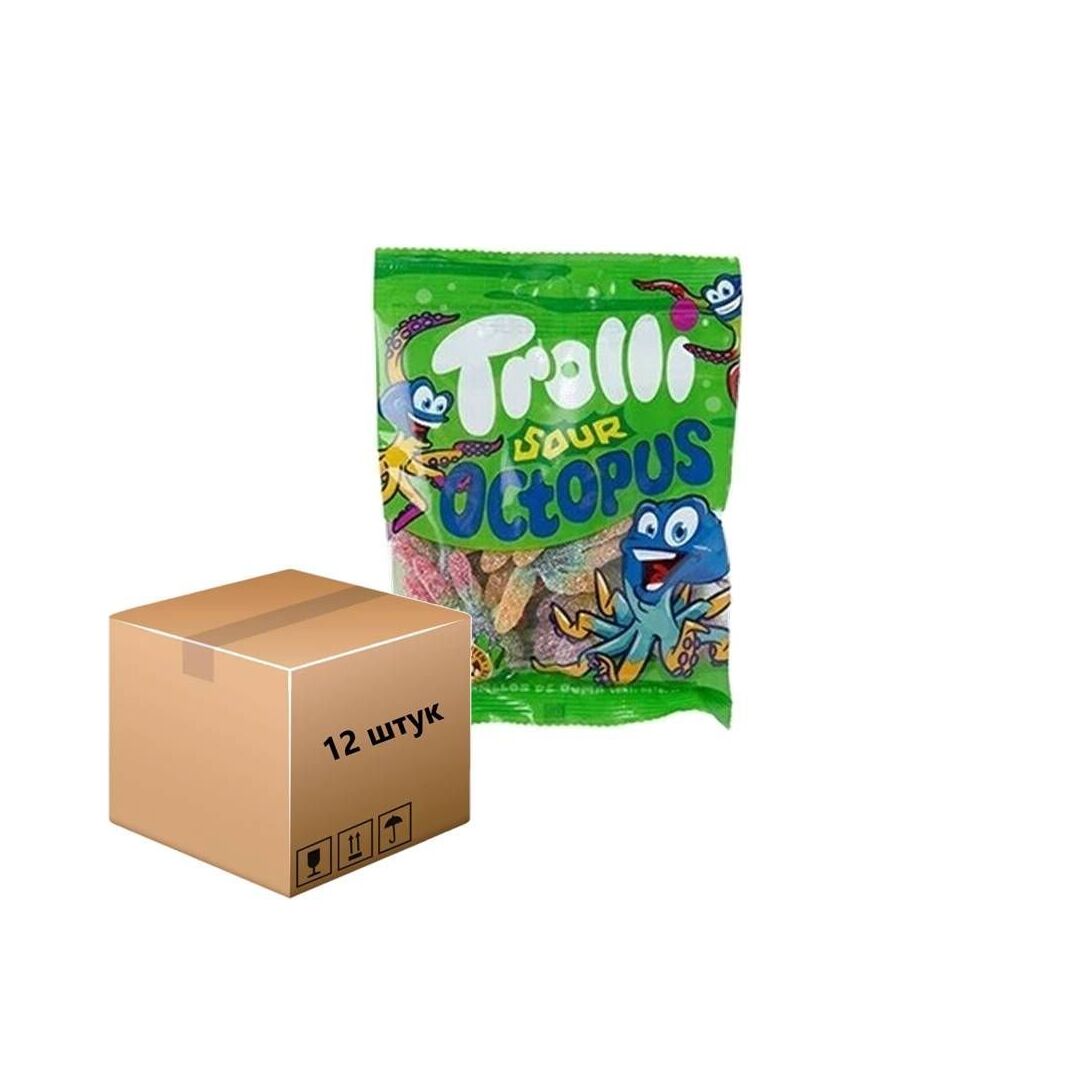 Мармелад TROLLI SOUR OCTOPUS Кислый Осьминог БЕЗ ГЛЮТЕНА 100г*12штук