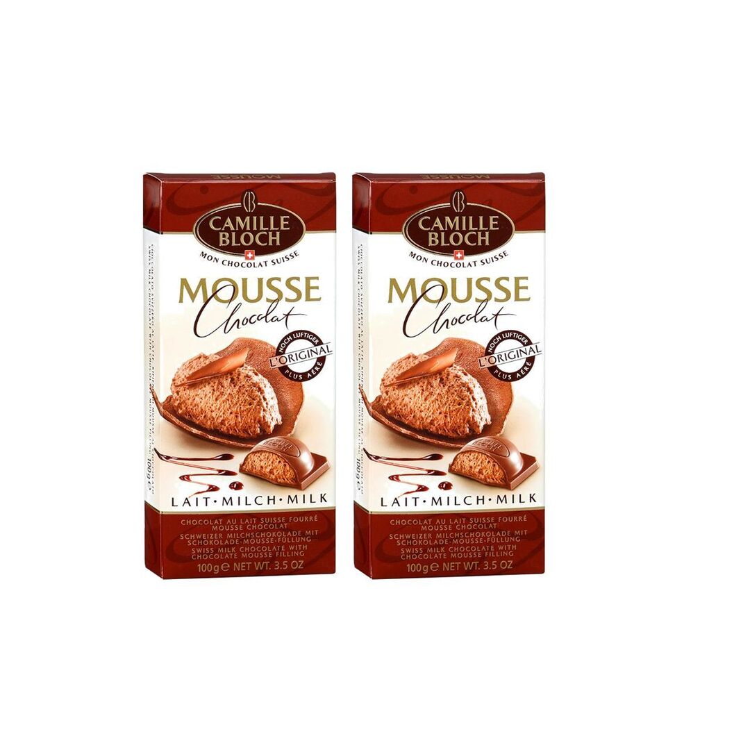 Шоколад молочный CAMILLE BLOCH MOUSSE NOIR с начинкой из шоколадного мусса 100г*2штуки