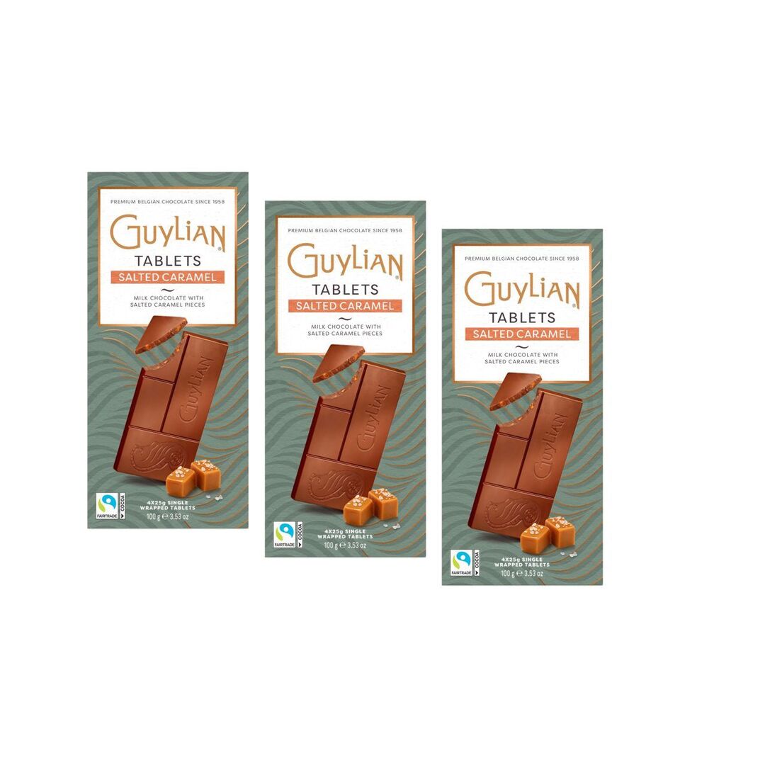 Шоколад GUYLIAN SALTED CARAMEL молочный с соленой карамелью 100г*3штуки