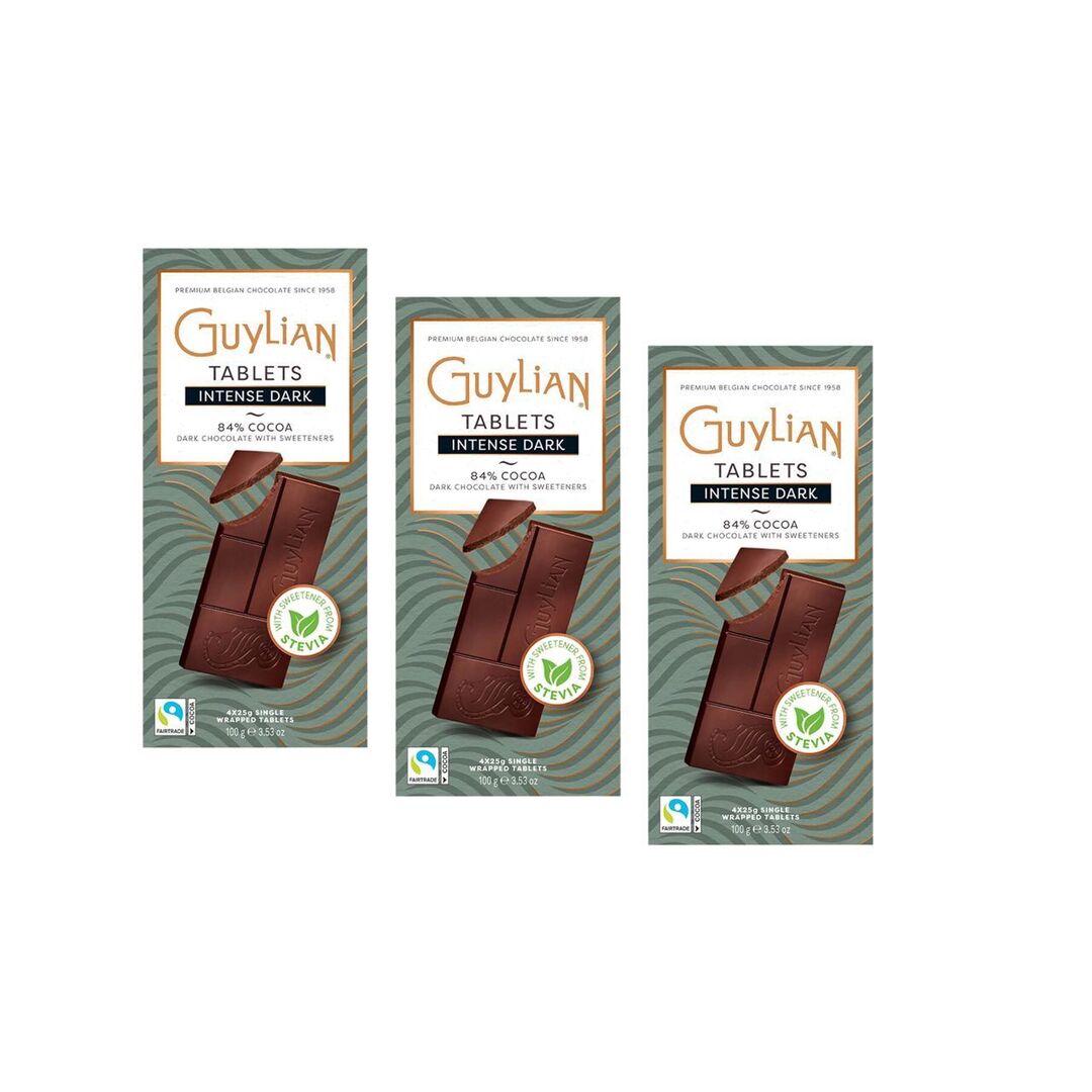 Шоколад GUYLIAN INTENSE DARK горький 84% БЕЗ САХАРА со стевией 100г*3штуки