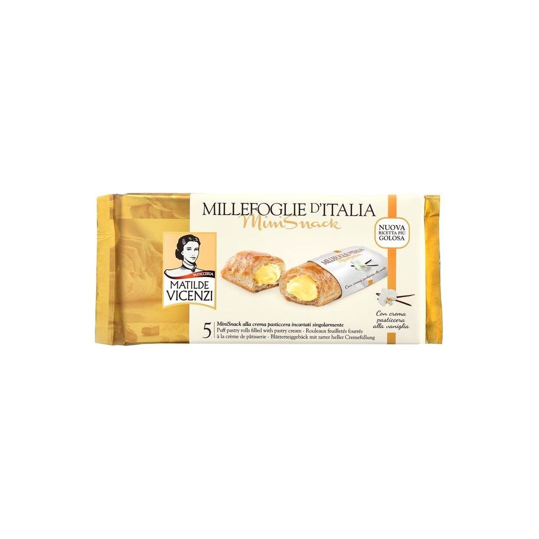 Трубочки VICENZI BISCOTTI MiniSnack с начинкой из заварного крема 125г, изображение 2