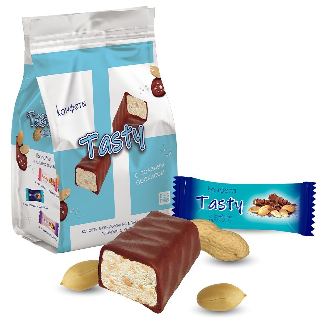 Конфеты TASTY с соленым арахисом в молочном шоколаде 150г